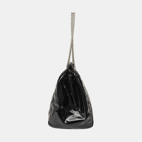 JUST MADEMOISELLE Large Quilted Patent Leather Black