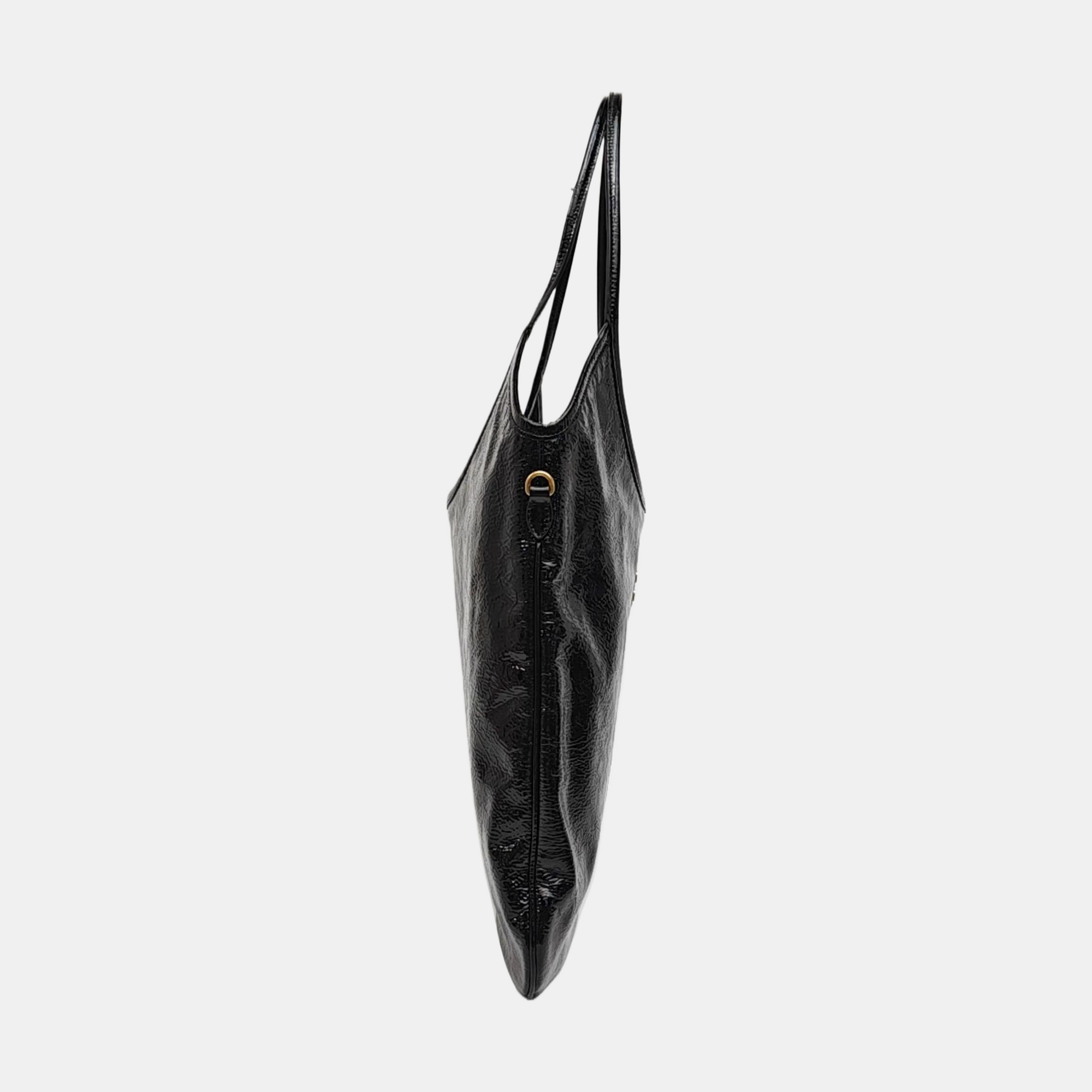 Patent Leather Shoulder Bag Black