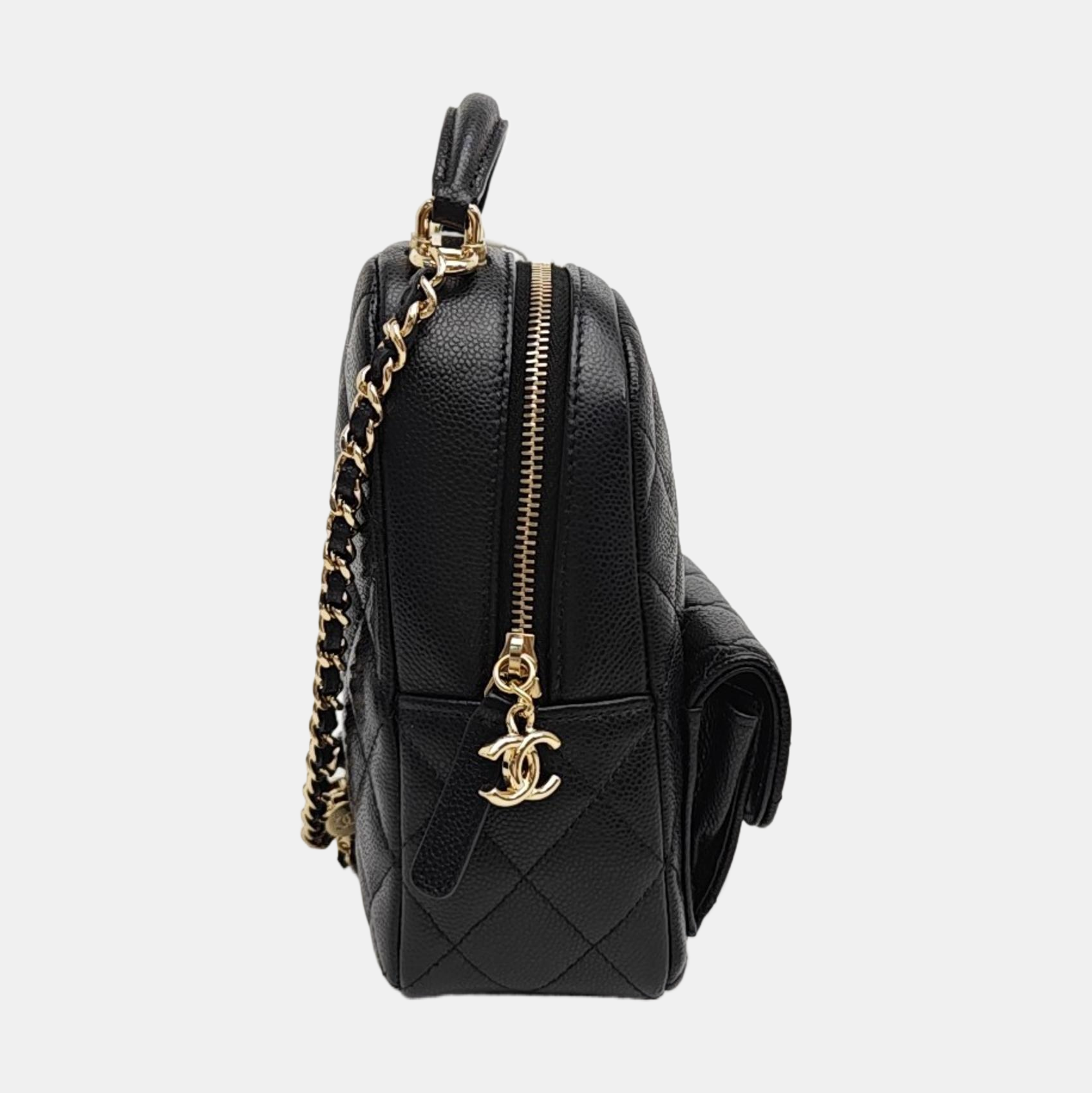 Quilted Grained Calfskin Backpack Mini Black