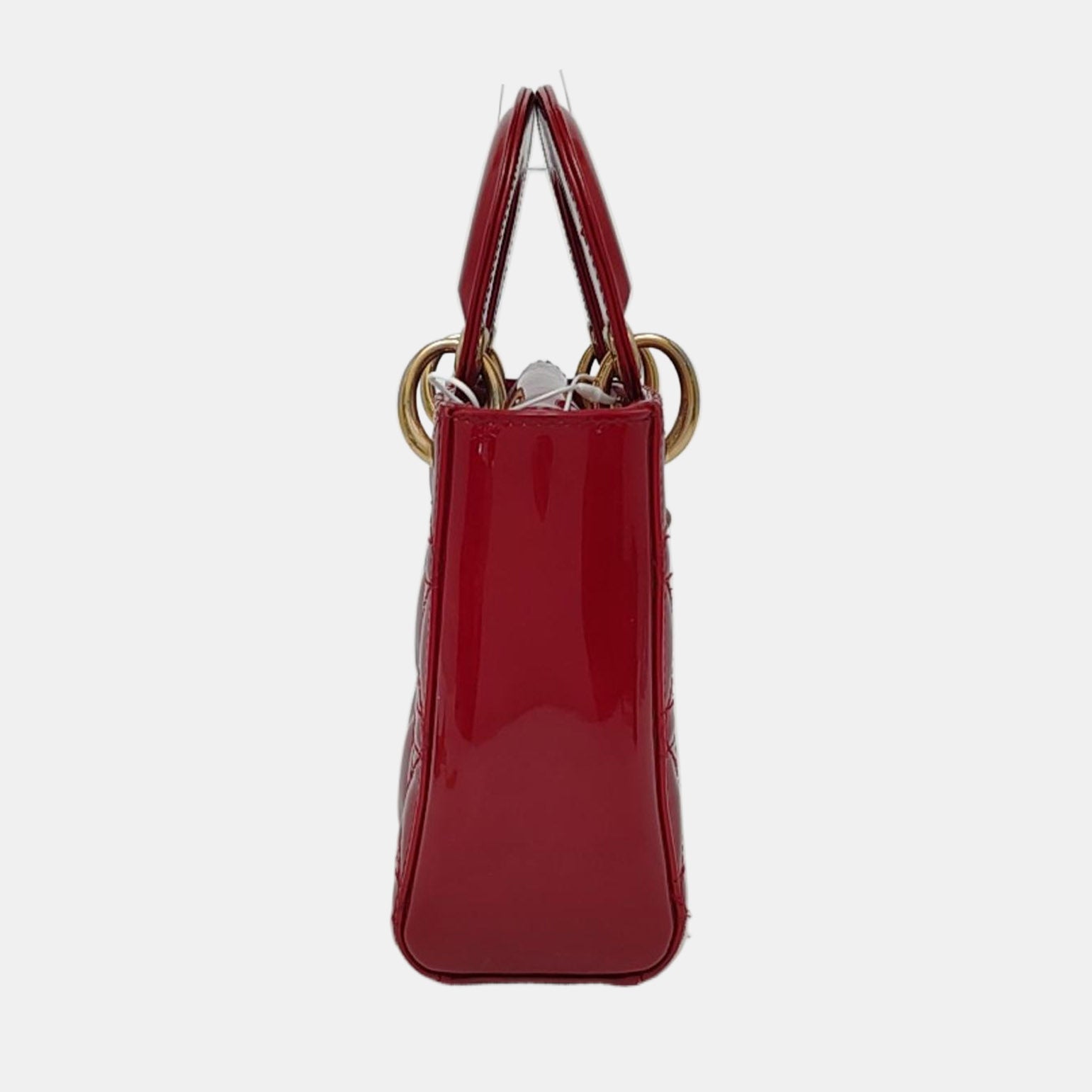 Authenticated pre-owned  Lady Dior Mini Cannage Patent Calfskin Red - Tote Bag at Looply