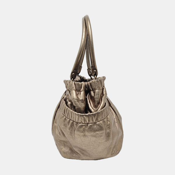 Calfskin Top Handle Bag Beige