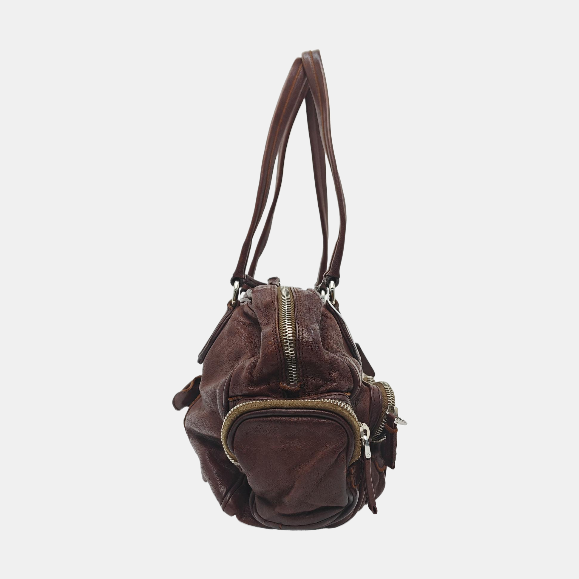 Calfskin Top Handle Bag Brown