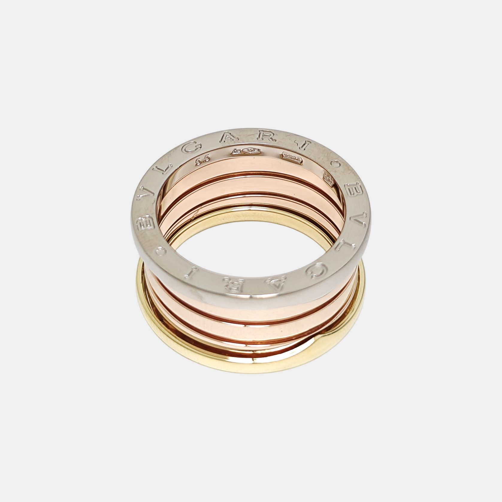 B.ZERO1 18k White Gold Rose Gold Ring EU 55