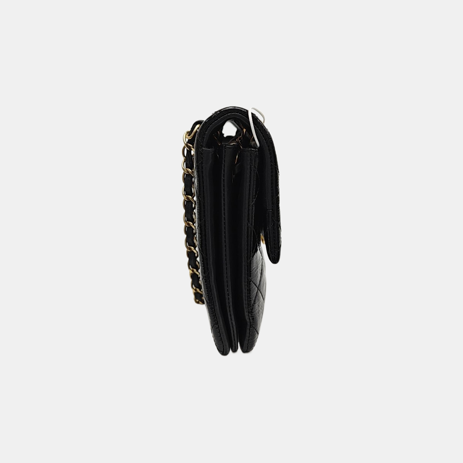 Quilted Patent Leather Shoulder Bag Black