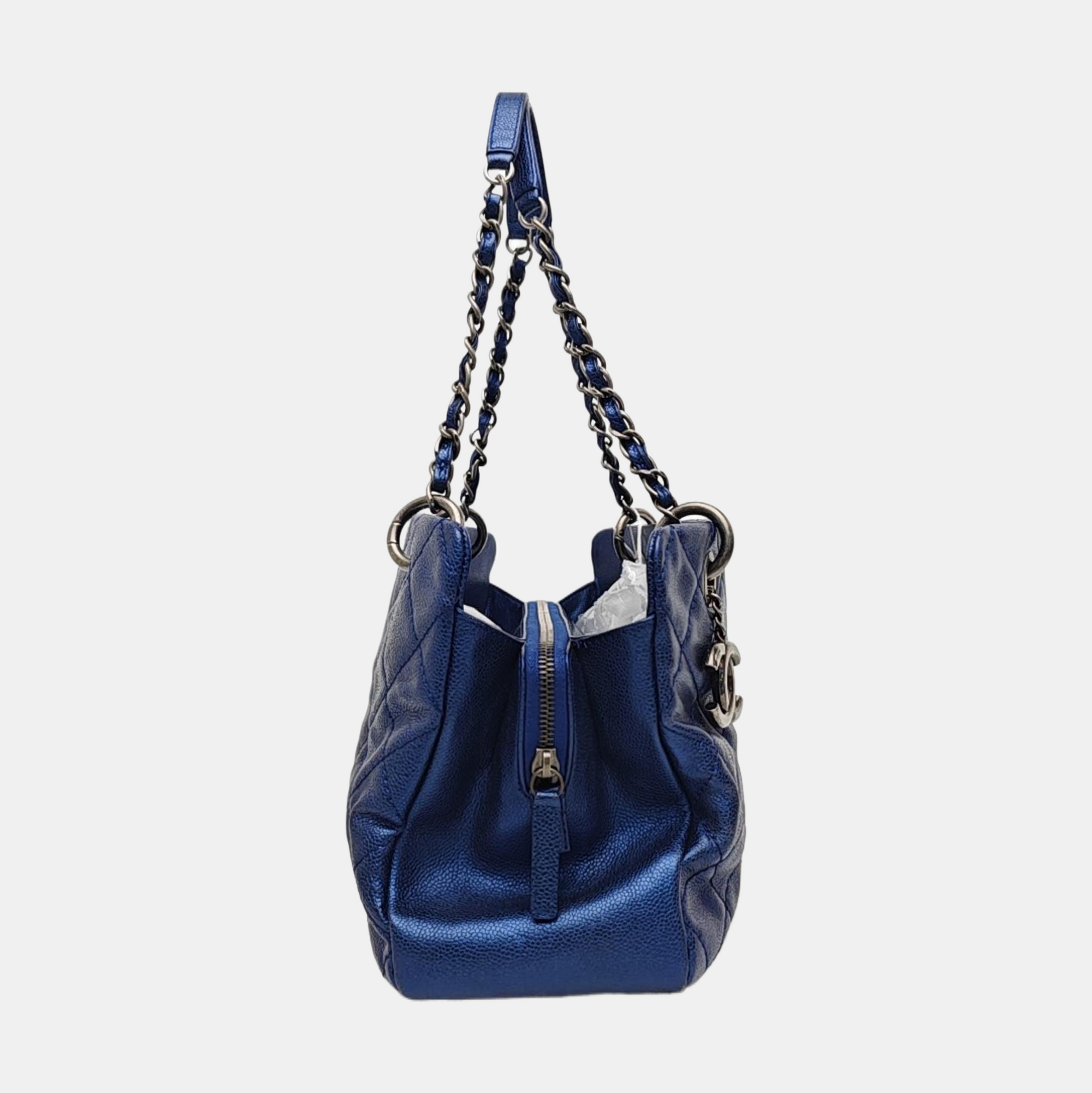 CC TIMELESS SOFT Small Quilted Grained Calfskin Blue