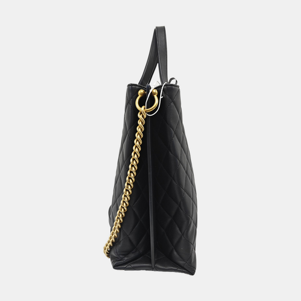 Quilted Calfskin Tote Bag Black