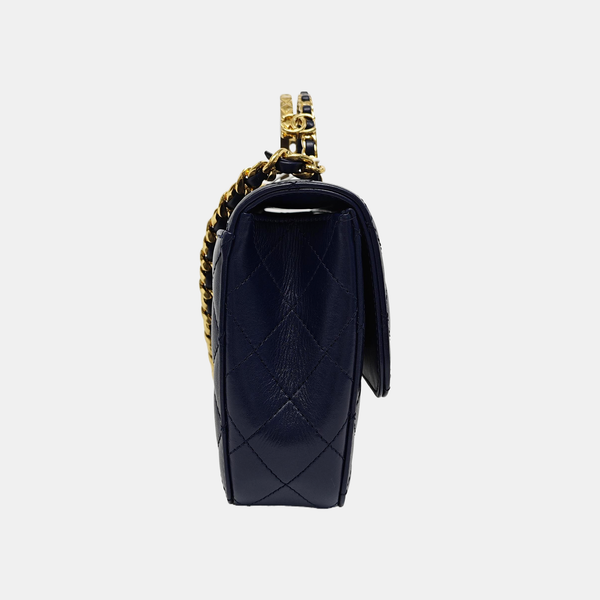 Quilted Calfskin Small Blue