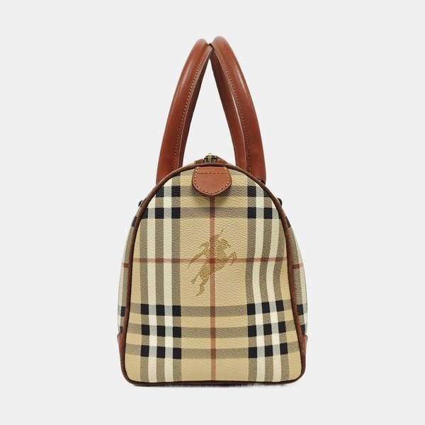 Coated Canvas Top Handle Bag Beige