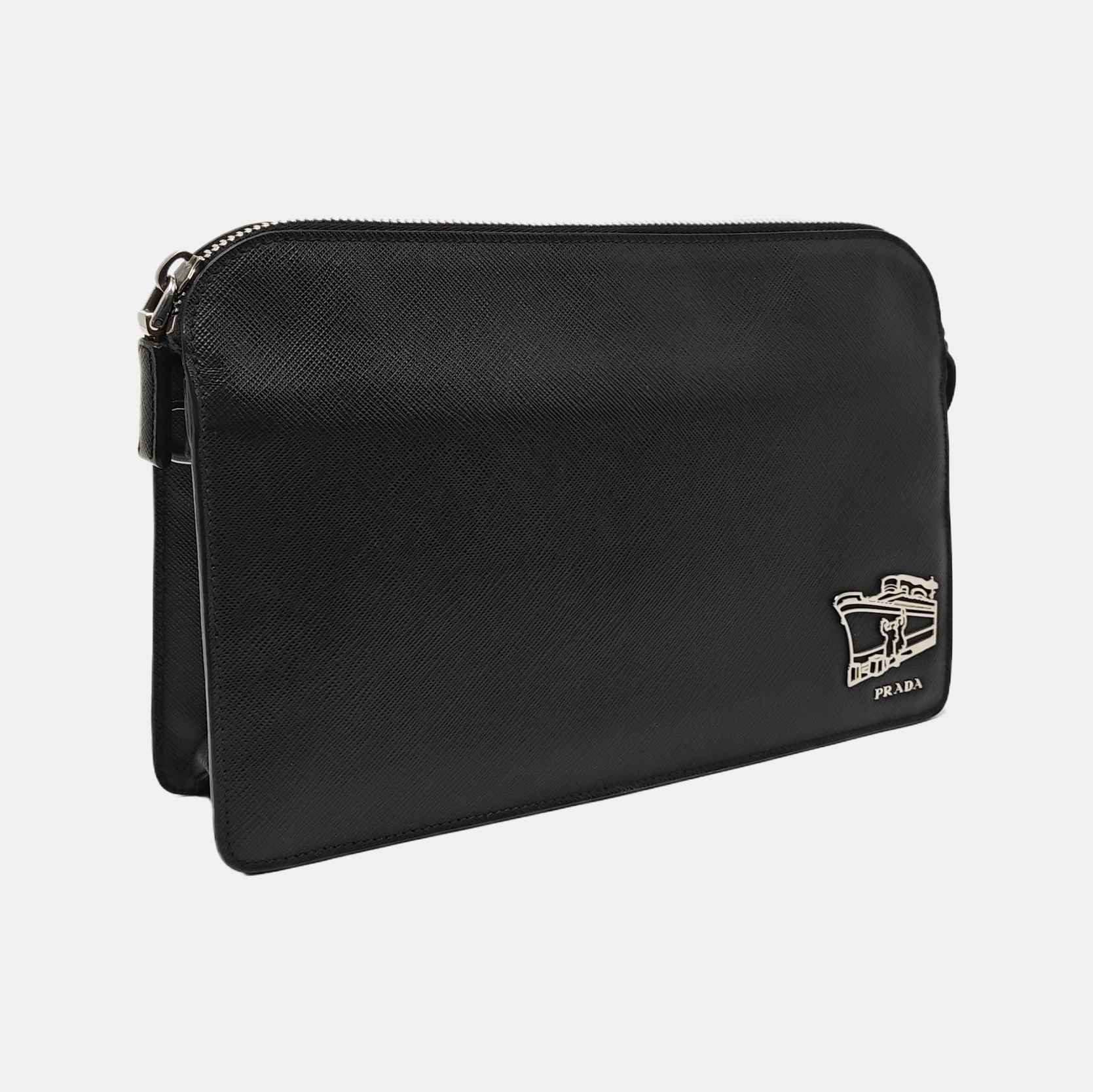 Saffiano Calfskin Clutch Black