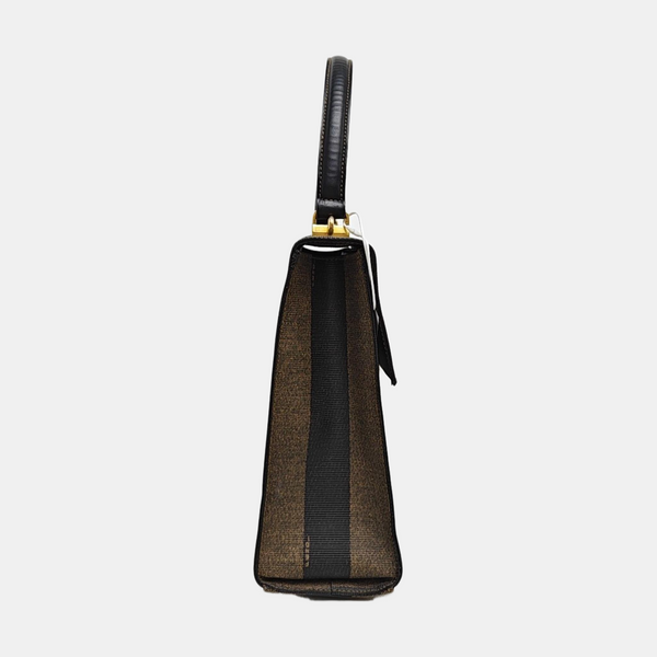 Coated Canvas Top Handle Bag Brown