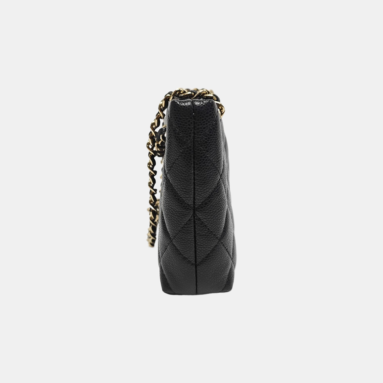 Quilted Grained Calfskin Shoulder Bag Black