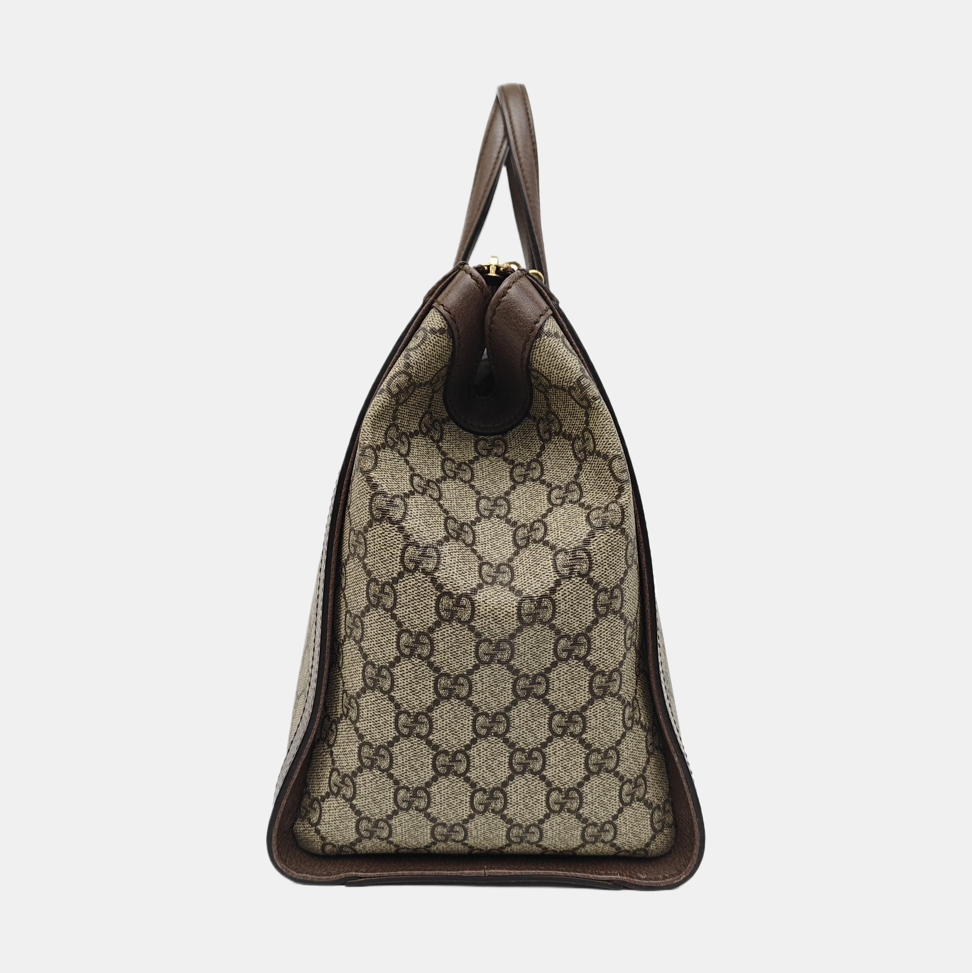 Ophidia Medium Monogram Coated Canvas Beige