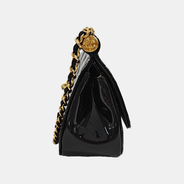 Quilted Patent Leather Crossbody Bag Black