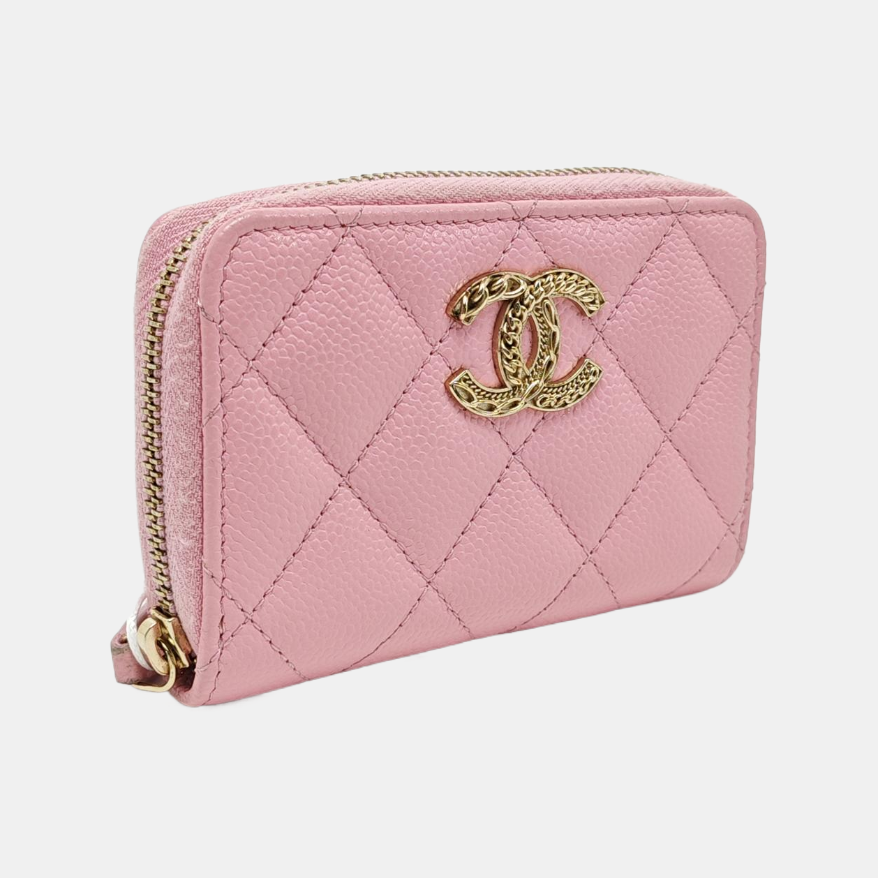 Quilted Grained Calfskin Wallet Pink