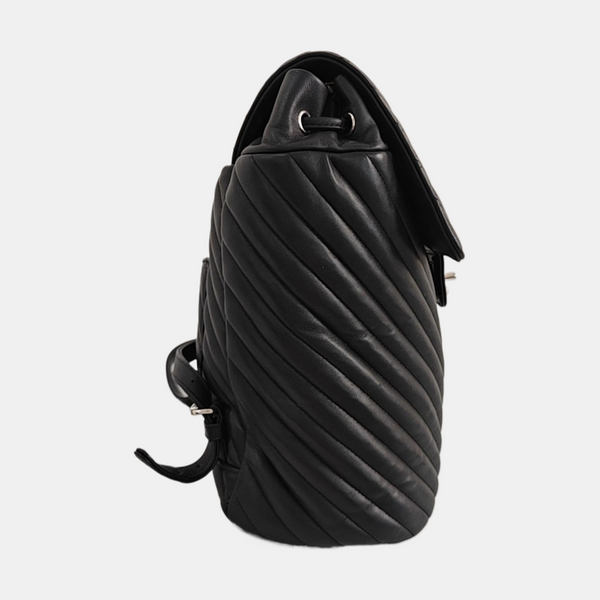 Chevron Calfskin Backpack Black