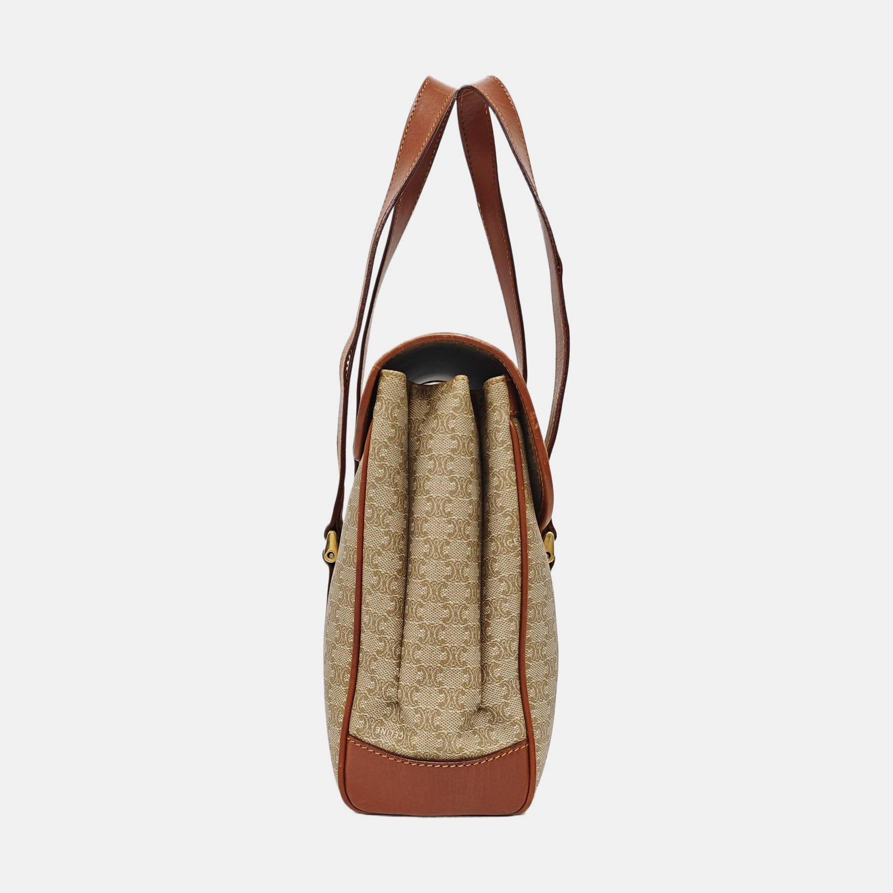 Coated Canvas Top Handle Bag Brown