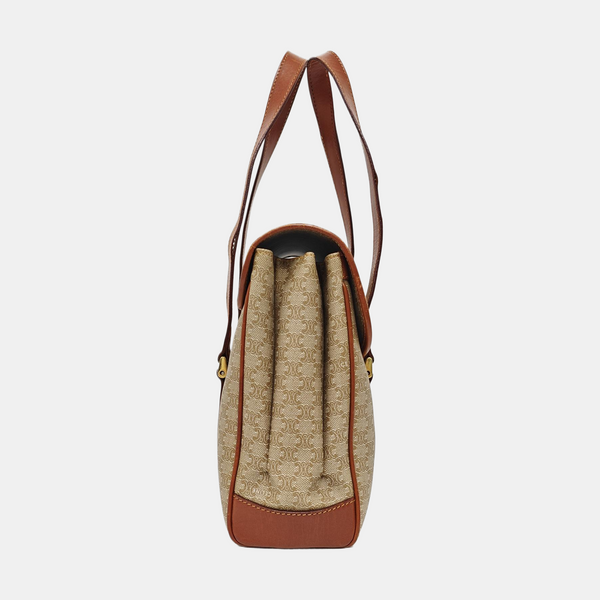 Coated Canvas Top Handle Bag Brown