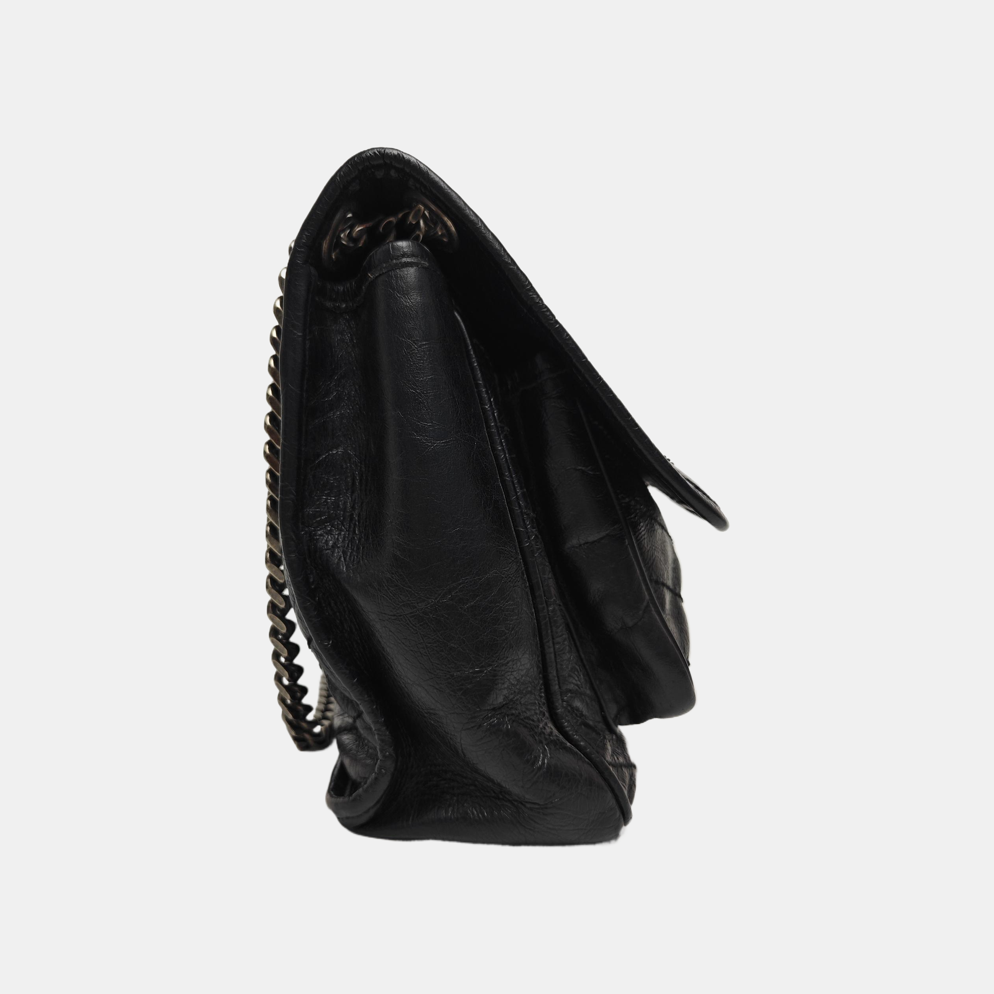 NIKI Medium Chevron Calfskin Black
