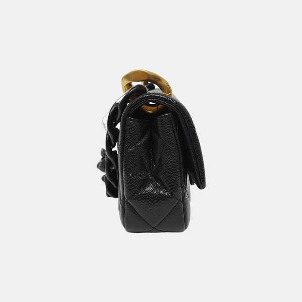 Quilted Grained Calfskin Medium Black