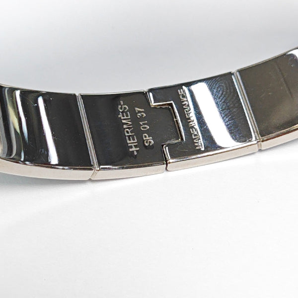 Enamel Hinged Bracelet Metal Silver Bangle