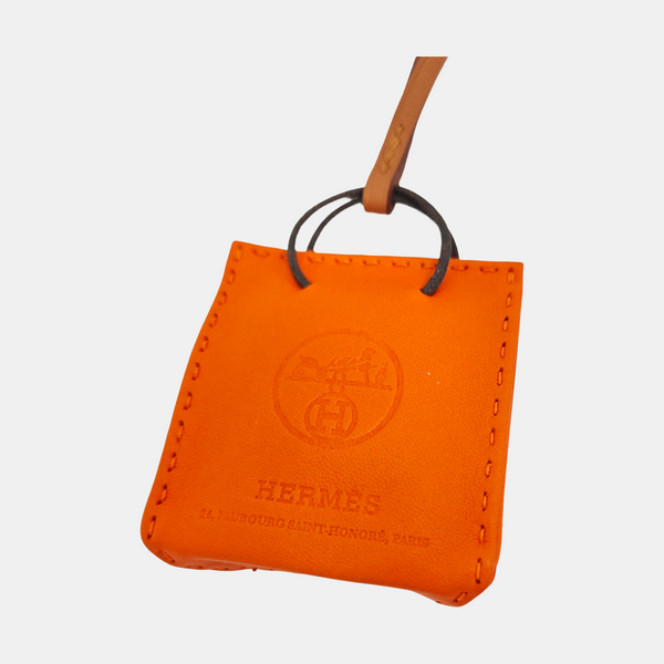 Leather Bag Charm Orange