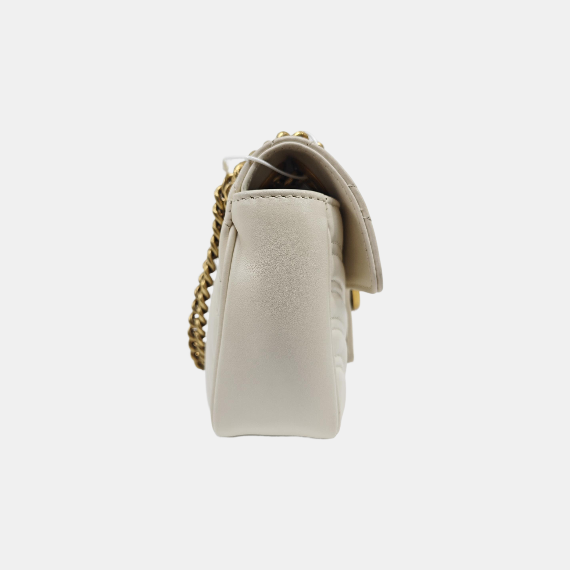 GG Marmont Small Quilted Calfskin White