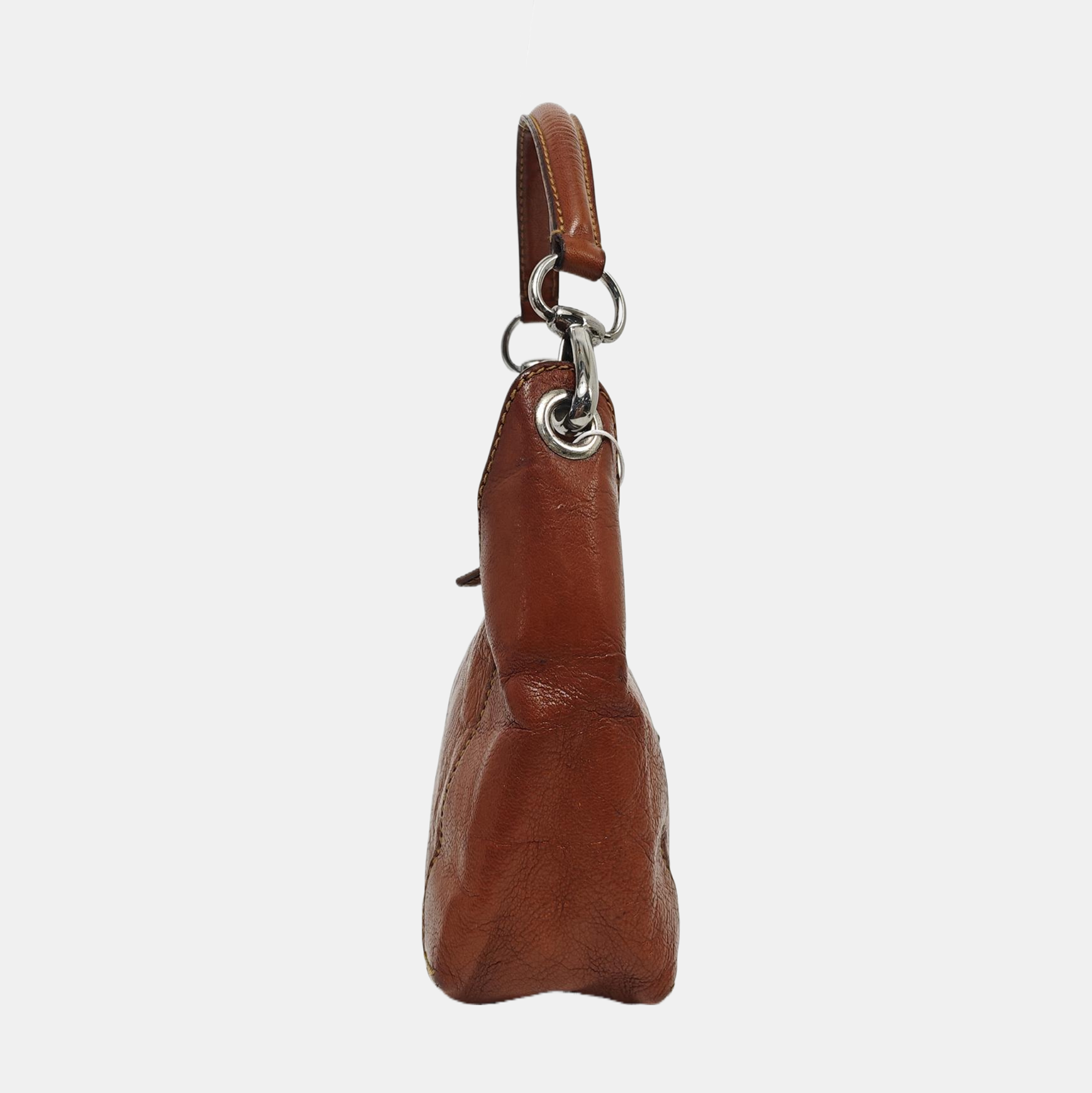 Calfskin Top Handle Bag Brown