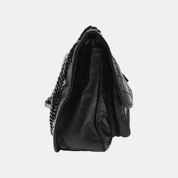 NIKI Medium Chevron Calfskin Black