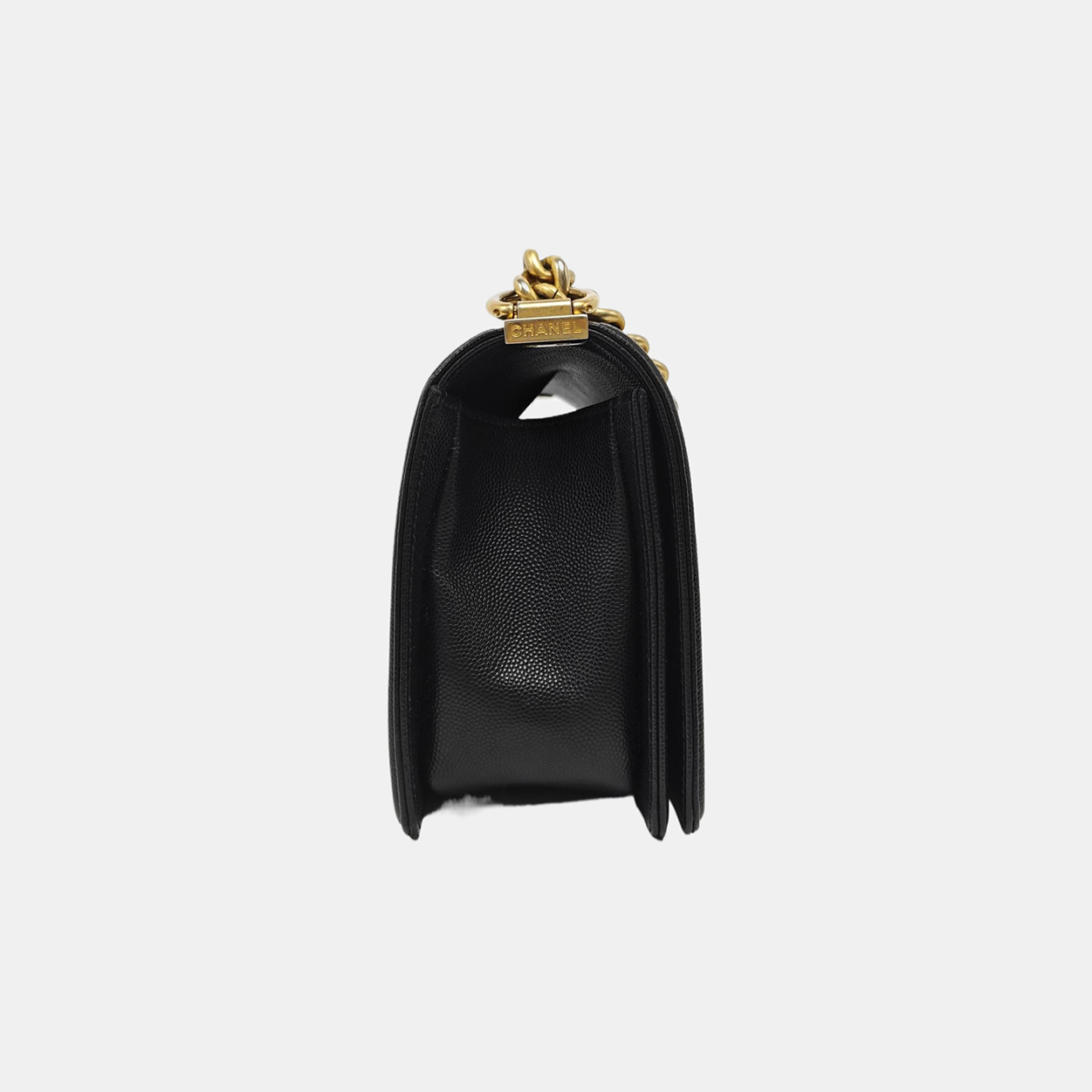 BOY CHANEL Medium Quilted Grained Calfskin Black
