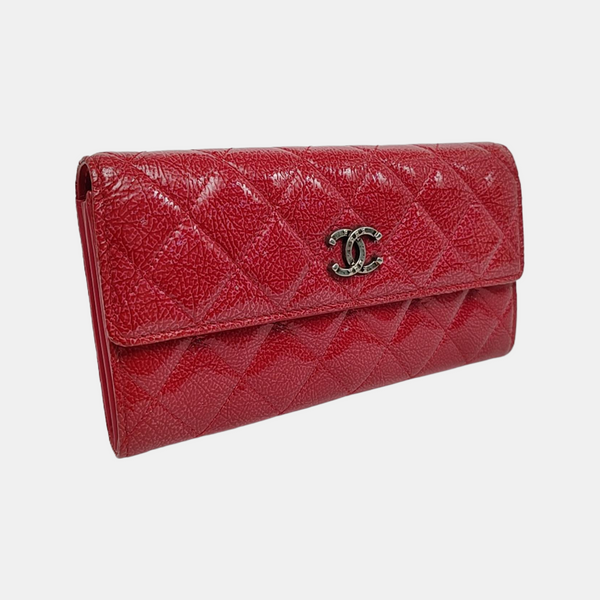 Quilted Patent Lambskin Wallet Pink