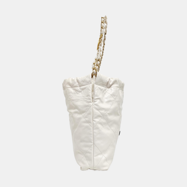 CHANEL 22 Small Quilted Calfskin White