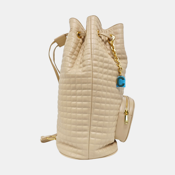 C CHARM Quilted Calfskin Beige