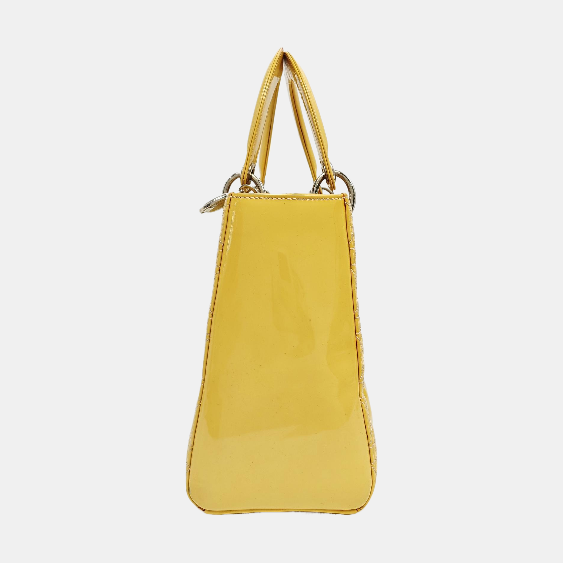 Lady Dior Medium Cannage Patent Leather Yellow