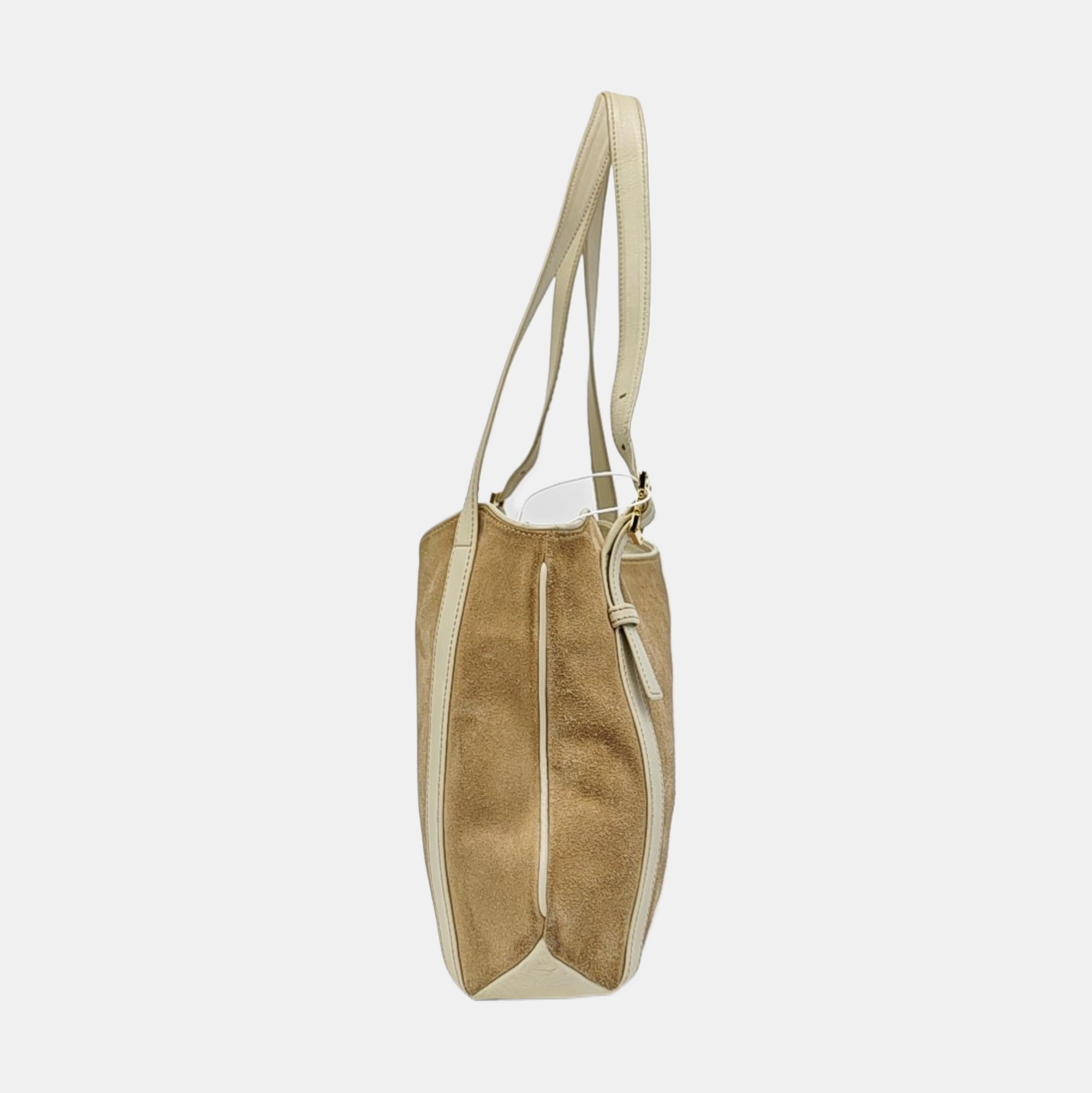 Suede Top Handle Bag Beige