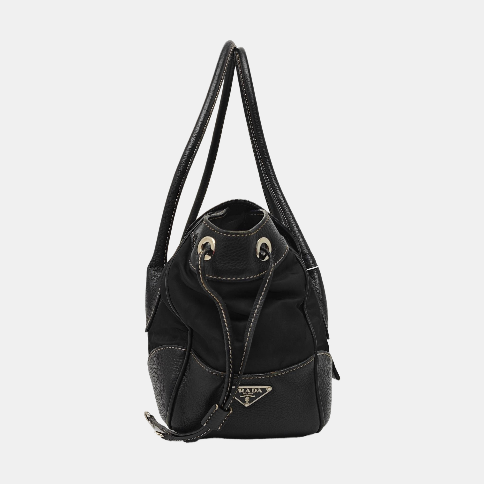 Nylon Top Handle Bag Black