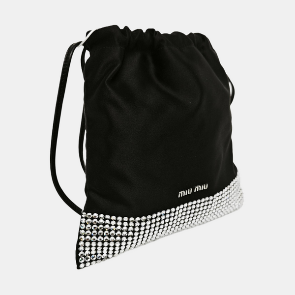 Silk Satin Shoulder Bag Black