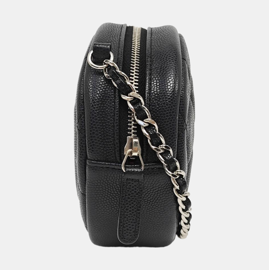 ROUND Quilted Grained Calfskin Black