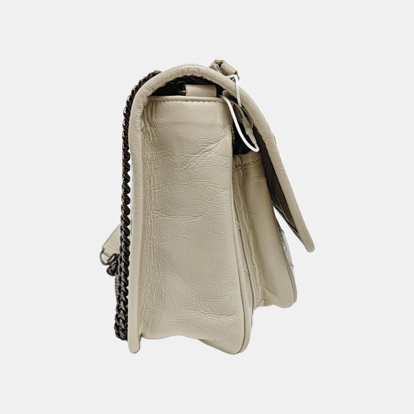 NIKI Small Chevron Calfskin White