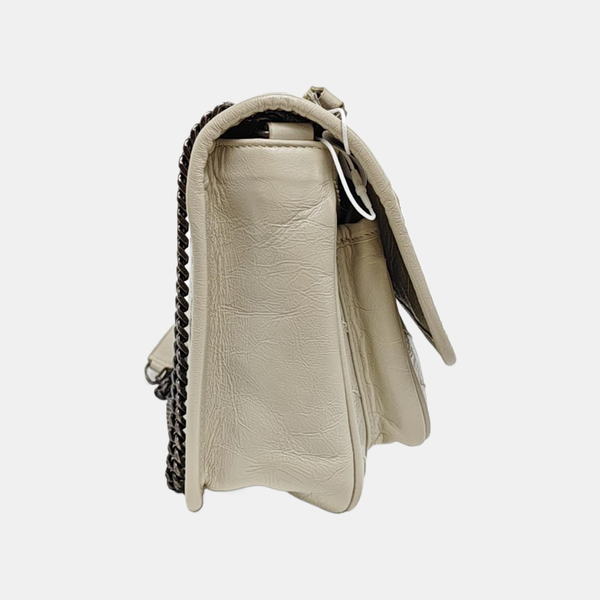 NIKI Small Chevron Calfskin White
