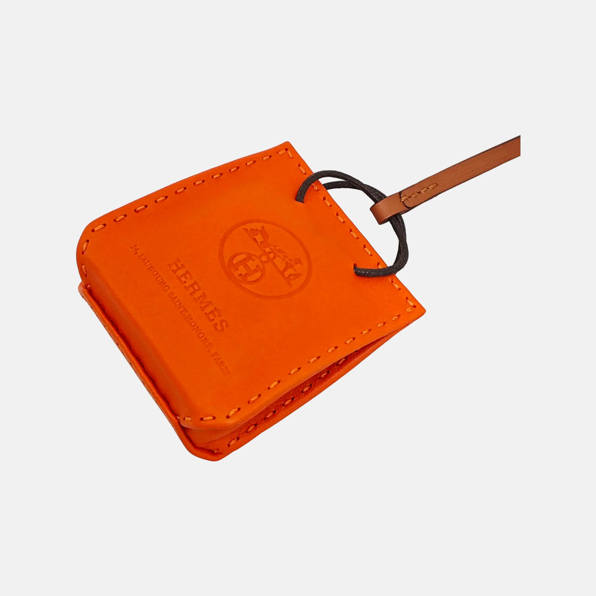 Leather Bag Charm Orange