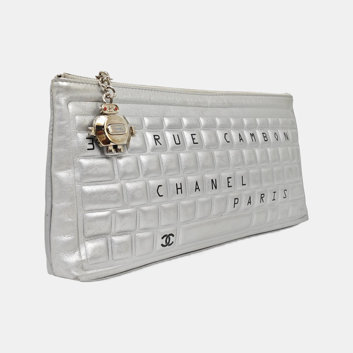 Calfskin Clutch Silver