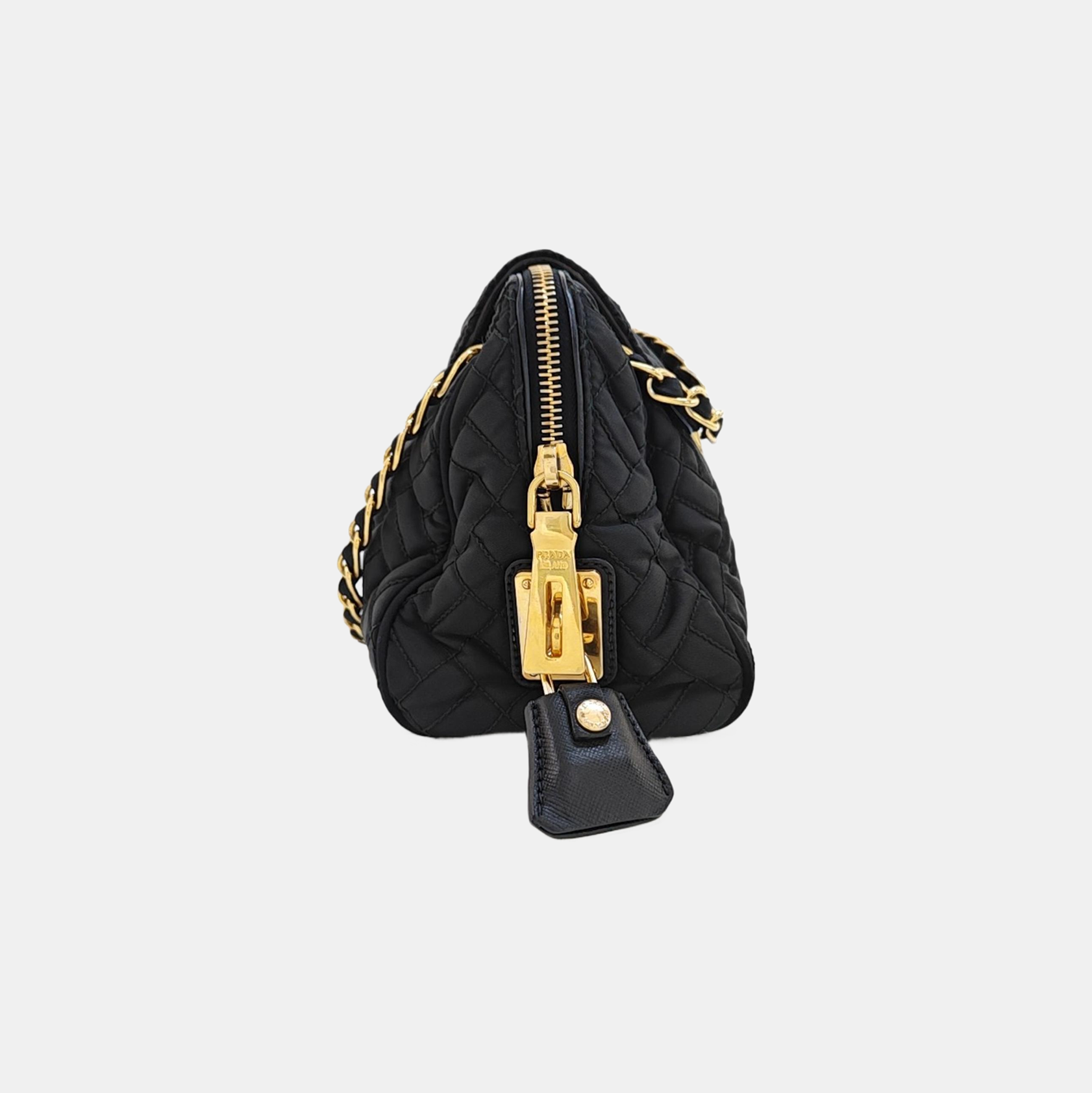 Quilted Nylon Shoulder Bag Black