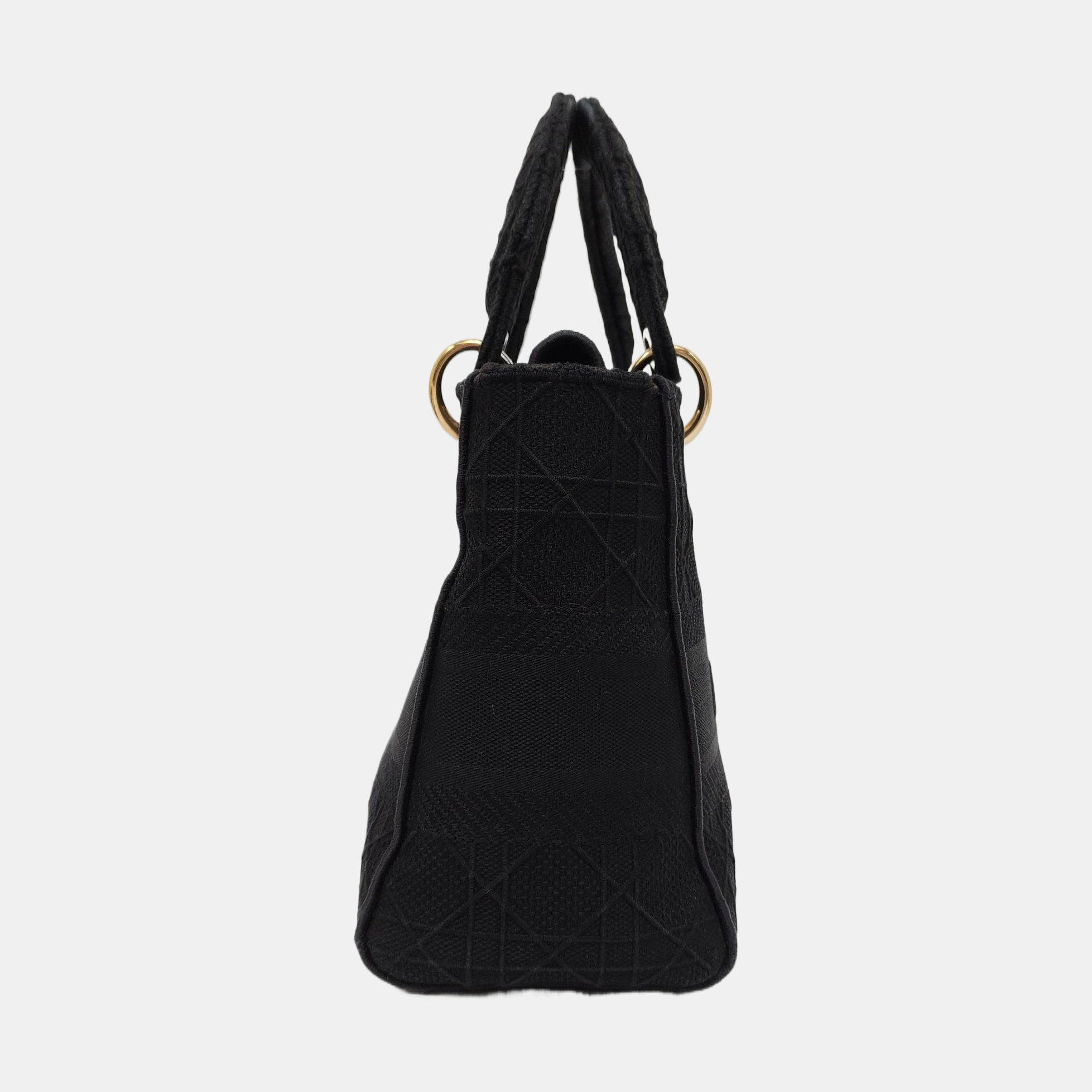 Authenticated pre-owned  Lady D-Lite Medium Cannage Canvas Black - Shoulder Bag at Looply