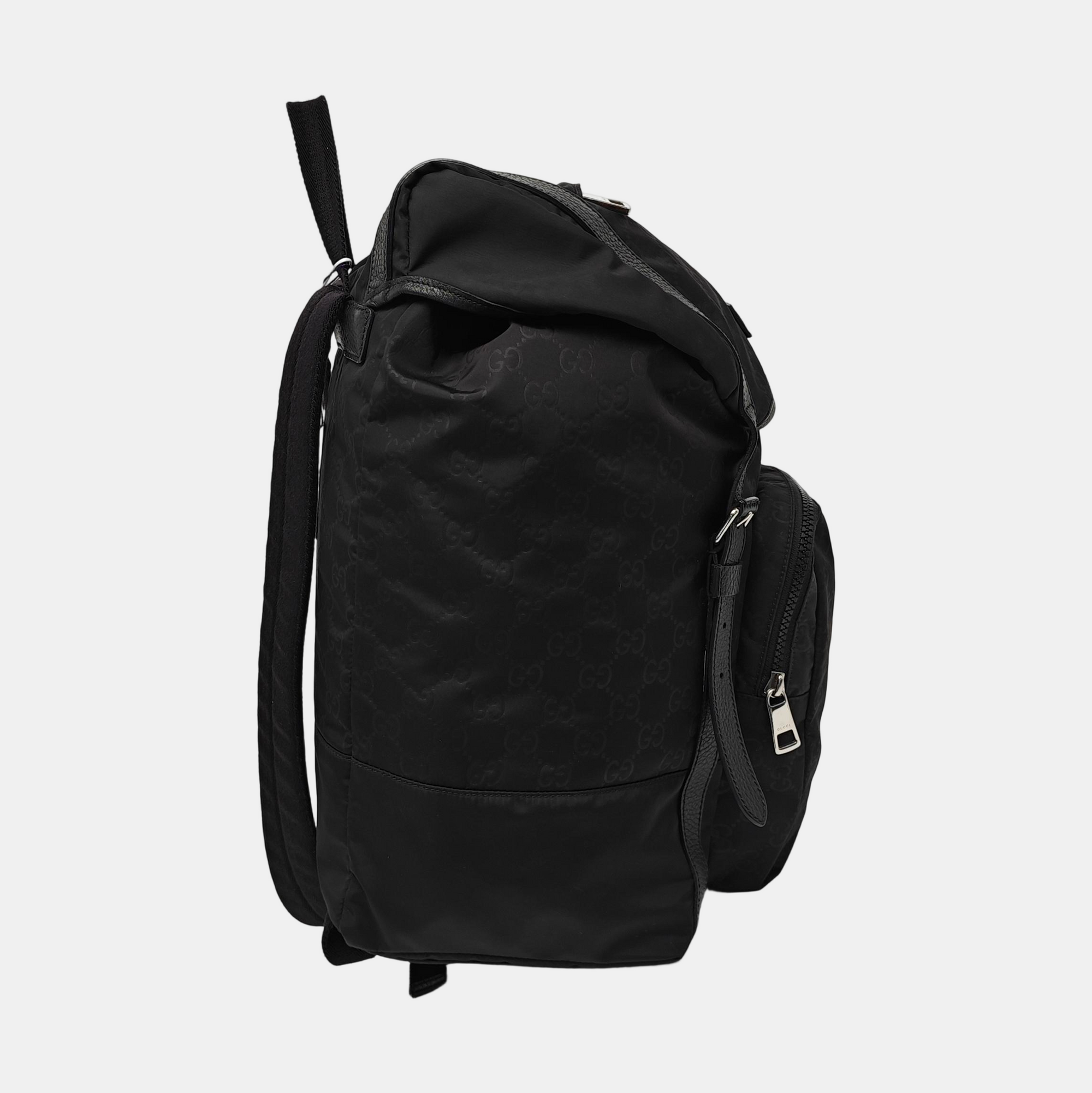 Monogram Nylon Backpack Medium Black
