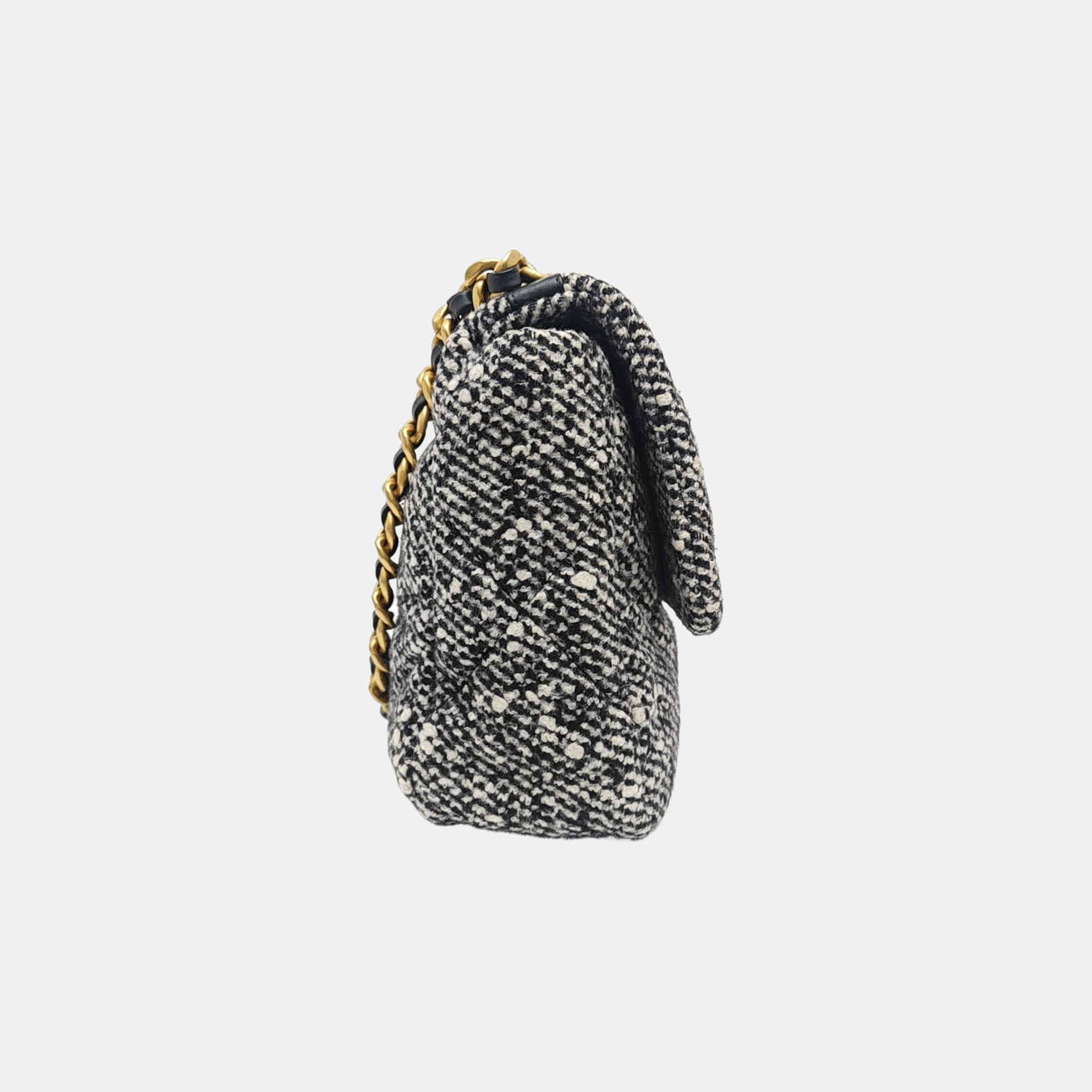 CHANEL 19 Large Quilted Wool Gray