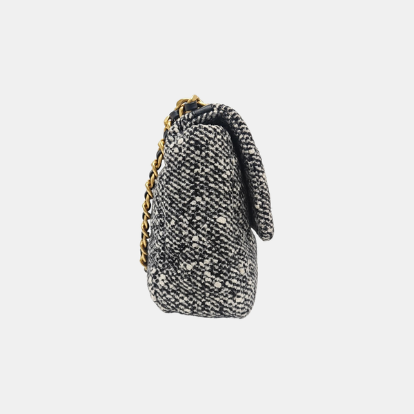 CHANEL 19 Large Quilted Wool Gray