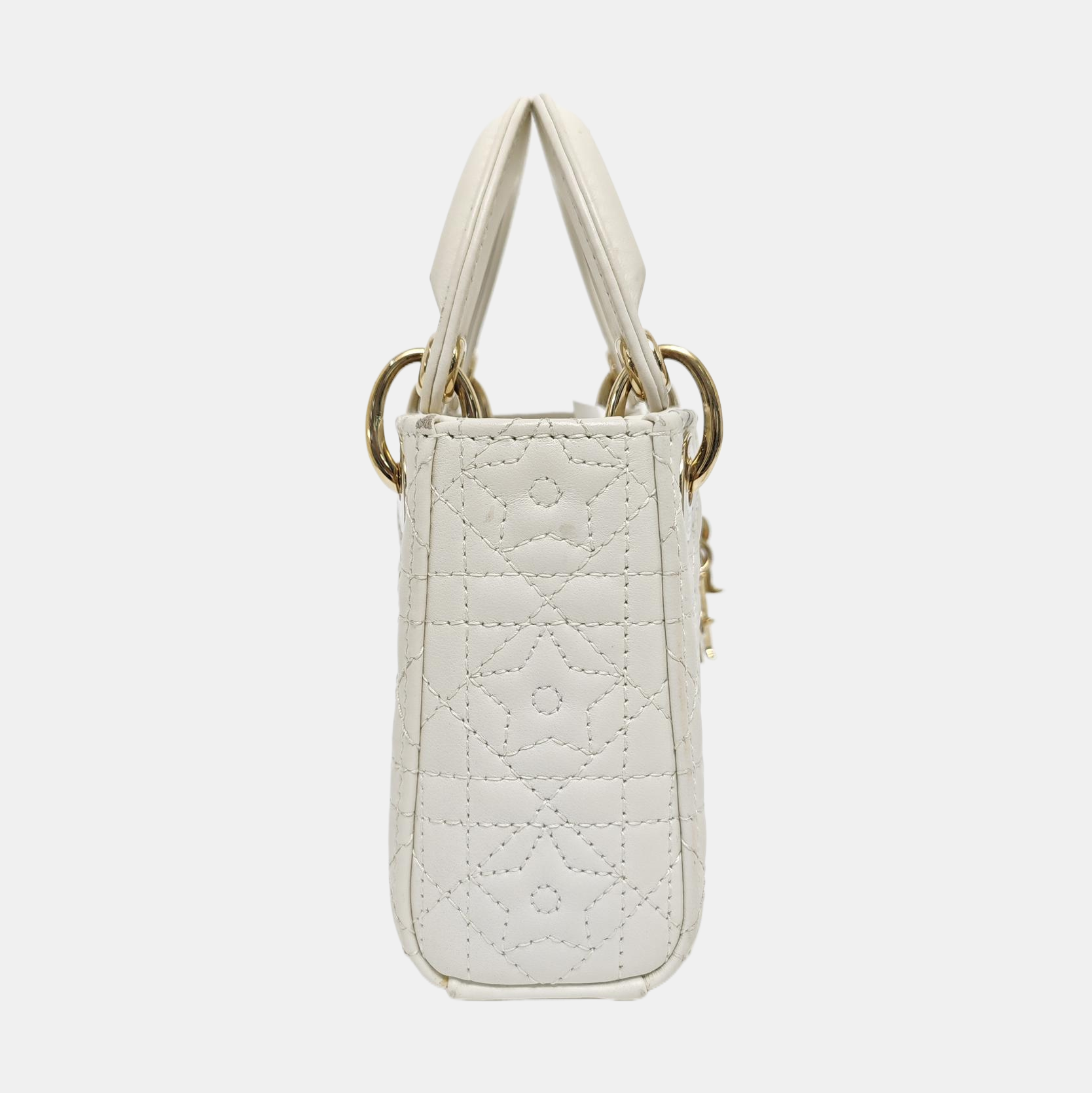 Lady Dior Super Mini Quilted Lambskin White