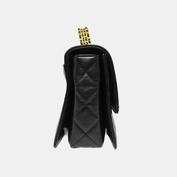 Quilted Calfskin Shoulder Bag Small Black