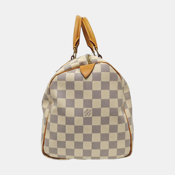SPEEDY 30 Damier Azur Coated Canvas White