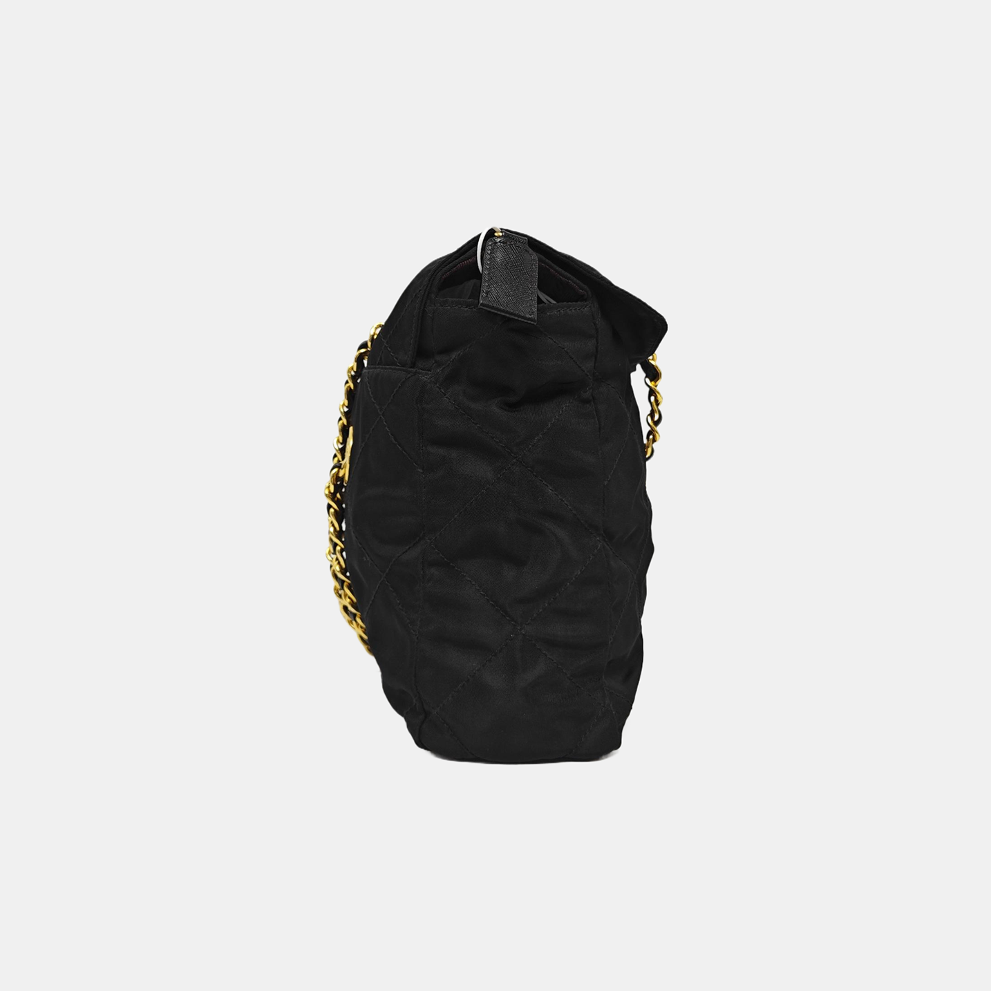 Quilted Nylon Shoulder Bag Black